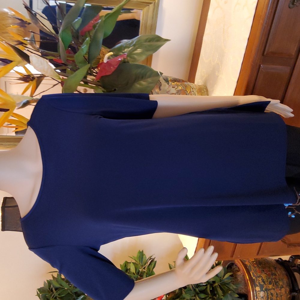 Susan Graver Modern Essentials Liquid Knit Top - Navy Blue